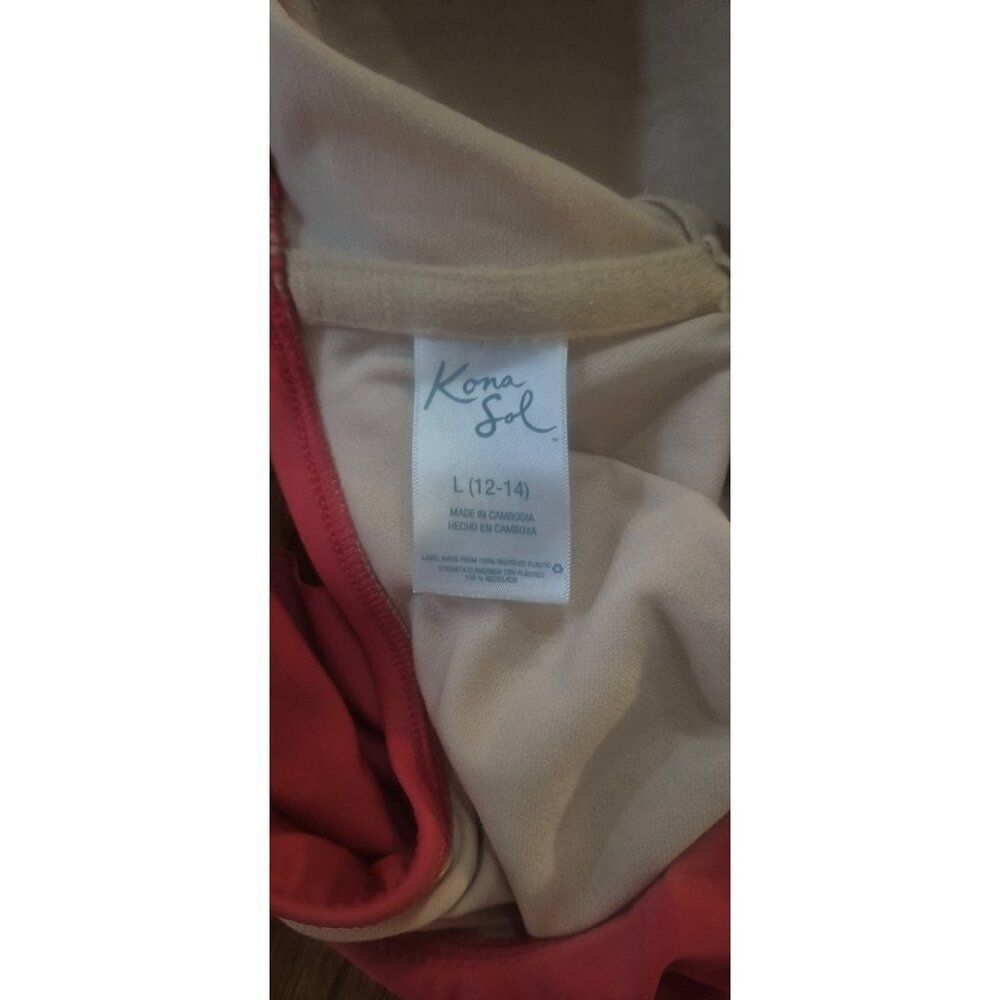 Kona Sol One Shoulder Ruffled One Piece Bathingsuit Swimsuit Women's Size Large - Picture 3 of 3